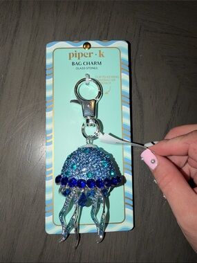 Rhinestone Jellyfish Bag Charm Keychain